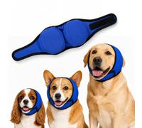 Waterproof Dog Calming Hoodie Ear Wraps, Noise Reducing Ear Protection, Adjustable No Shake Dog Earmuffs for Fireworks, Thunder, Vacuum, Grooming,Bathing and Swimming (Blue,Medium)