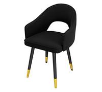 Waterproof Leather Dining and Kitchen Accent Chairs High Back Cushioned Seat Soft Lounge Armchair with Carbon Steel Legs - Modern Black Design