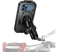 Waterproof Motorcycle Phone Holder, 1 Inch Ball Mirror Mobile Phone Holder With Dual Anti-Theft Socket, 720° Rotation For Smartphones 5.5"" To 6.8"" (Large)