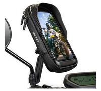 Waterproof Motorcycle Phone Holder, 360° Rotation Phone Holder With Touch Screen Door Phone Scooter For Phones Up To 7.2 Inches (Black)