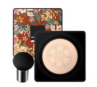 Waterproof Mushroom Makeup Foundation - Brush Base Primer, Even Skin Tone Foundation Application | Airbrush Effect Finish, All Day Coverage, Travel Compact Tool, Streak Free Blending