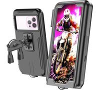 Waterproof Phone Holder For Motorcycles And Bicycles With Rear Window For Smartphones Up To 7.5 Inches. Unbreakable Attachment To Handlebars