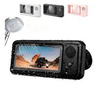 Waterproof Phone Holder,Waterproof Shower Phone Holder,360° Rotation, Angle Adjustable, 60°Fixed Opening Angle for Pick-Up and Placement, Bluetooth Speakers (Black)