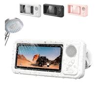 Waterproof Phone Holder,Waterproof Shower Phone Holder,360° Rotation, Angle Adjustable, 60°Fixed Opening Angle for Pick-Up and Placement, Bluetooth Speakers (White)