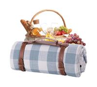 Waterproof Picnic Blanket, Large Outdoor Camping Mat Sheet, 2x1.5m Folding PU Leather Strap, Sandproof Grass Beach Travel Mat, Portable Outdoor Ground Cover, Party Lawn Use for Garden Picnic