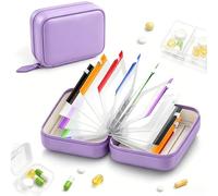 Waterproof Pill Organizer Set, 14 Color Reusable Pilulier Voyage, Portable Medicament Pouch for Vitamin Supplement Storage(Purple,Fourteen pages)