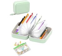 Waterproof Pill Pouch Set, 14 Color-Coded Pill Organizer Pouches, Reusable Travel Medicine Organizer with Zipper Closure, Weekly Vitamin Storage Bag (Green)