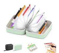 Waterproof Pill Pouch Set-14pcs Bags Inside, A8 Waterproof Pill Organizer Set, 7 to 14 Days of Meds & Medicine Crush-Resistant Shell (Green)