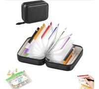 Waterproof Pill Pouch Set for Travel, A8 Waterproof Pill Organizer Set with Reusable Pouches, Vitamins & Small Essentials On the Go with 14 Color-Coded Bags (Black)