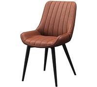 Waterproof PU Leather Dining Chair with Black Metal Legs - Brown Modern Look Ergonomic Comfort Stylish Home Furniture Perfect for Dining Room Kitchen and Office