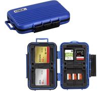 Waterproof Shockproof Water Resistant SD Memory Card Case for 8 SD Cards, 4 CF Cards and 12 Micro SD/TF Cards (Blue)