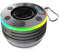 Waterproof Shower Bluetooth Speaker Ip7 With Suction Cup, Rgb 5.3 Led Portable Speaker With Stereo Sound, Microphone, Hands-Free Function, Type-C Quick Charge