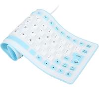 Waterproof Silicone Keyboard Mini USB Wired Flexible Foldable Dustproof Silent 85 Keys Lightweight and Portable Soft and Comfortable to Use for Laptops (Blue)