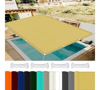 Waterproof Sun Shade Sail 2.8 x 3 m 98% UV Protection,Polyester, Rectangulaire Toile Ombrage Imperméable avec 4 X Cordes de 1.5M pour Jardin Patio Terrasse Balcon, Couleur Crème