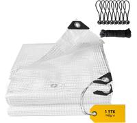 Waterproof tarpaulin,4 x 4 m,mesh film,winter proof,mesh tarpaulin,140 g/m²,transparent tarpaulin with eyelets for plant protection,garden greenhouse,boat,