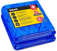 Waterproof Tarpaulin for Outdoor Use-3 x 5 m-70 g/m²-Reinforced Welded Holes-3 Layers Crossed Laminated Polyethylene-Blue-Total Protection-Extra Strong Bikain