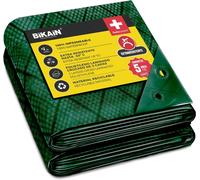 Waterproof Tarpaulin for Outdoor Use-4 x 6 m-90 g/m²-Reinforced Welded Holes-3 Layers Crossed Laminated Polyethylene-Green-Total Protection-Extra Strong