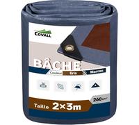 Waterproof Tarpaulin,Polyethylene Tarpaulin,Overweight 260g/M²,Anti-2 X 3 M,Reinforced Welded Hole For Garden,Mulch,Swimming Pool,Camping Tent,Grey/Brown Tarpaulin.