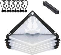 Waterproof Transparent Tarpaulin with Eyelets for Garden Furniture Outdoor Use Rain Resistant Plant Insulation with Rope 2 x 5 m