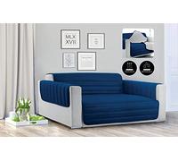 Waterproof Trendy housse de canapé matelassé Bleu foncé/Gris clair, 3 places