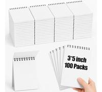 Watersay 100 Pack Pocket Notebook Bulk 3x5 Small Spiral Notepads Mini Blank Sketchbook 50 Sheets Grocery Shopping Lists Drawing Notepads for Doodle Work Back to School Gift Students Rewards (White)