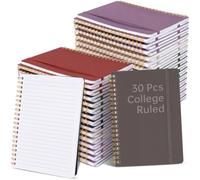 Watersay 30 Pcs Small Spiral Notebooks A6 with Straps, Multicolor 5" x 7" Pocket Notebooks Mini Lined Journals 50 Sheets for Back to School Supplies Students Rewards Office Gifts(Vintage Color)