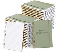 Watersay 30 Pcs Small Spiral Notebooks A6 with Straps, Multicolor 5" x 7" Pocket Notebooks Mini Lined Journals 50 Sheets for Back to School Supplies Students Rewards Office Gifts(Green)