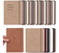 Watersay 30 Pcs Small Spiral Notebooks A6 with Straps, Multicolor 5" x 7" Pocket Notebooks Mini Lined Journals 50 Sheets for Back to School Supplies Students Rewards Office Gifts(Brown)