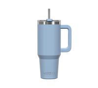 WATERSY 891ml Mug Isotherme avec Paille et Poignée, 30oz Double Acier Inoxydable Tasse de Voyage Isotherme, Anti-fuite, Gobelet à Café à Emporter, Pour Voiture, Bureau, Travel (Bleu Gris)