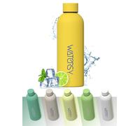 WATERSY Gourde Isotherme en acier Inoxydable 500 ml, Dopper Thermos Bouteille Thermos Sport Étanche 24 Heures au Froid - Idéale pour l'école, le Bureau, la Salle de Sport - Jaune