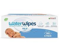 WaterWipes Original Baby Wipes, 360 unités (6 paquets), 99,9 % d'eau, non parfumées, pour peau sensible, emballage pouvant varier