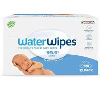WaterWipes Original Baby Wipes, 720 unités (12 paquets), 99,9 % d'eau, 3-en-1 nettoie, soigne, protège, non parfumées, emballage pouvant varier