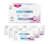WaterWipes Sensitive+ Body & Intimate Wipes, Hygiène Corporelle et Intime, 180 lingettes (6 paquets), 3-en-1 nettoie, soigne, protège, 99,9% d'eau, lingettes humides non parfumées, Adult Care