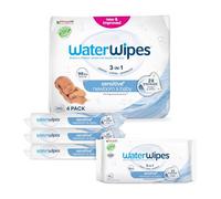 WaterWipes Sensitive+ Newborn & Baby Wipes, Lingettes Pour Nouveau-Nés et Bébés, 240 unités (4 paquets), 3-en-1 nettoie, soigne, protège, 99,9% d'eau, non parfumées