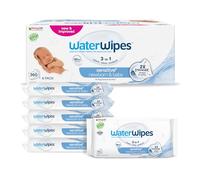 WaterWipes Original Baby Wipes, 360 unités (6 paquets), 99,9 % d'eau, non parfumées, pour peau sensible, emballage pouvant varier