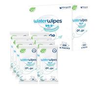 WaterWipes Sensitive+ On The Go Wipes, Lingettes On The Go, 224 unités (8 paquets), 3-en-1 nettoie, soigne, protège, 99,9% d'eau, lingettes humides non parfumées