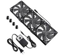Wathai Lot de 3 ventilateurs d'ordinateur à double boule 120 mm avec prise CA 12 V CC avec contrôleur de vitesse 110 V 120 V 220 V 240 V AC pour bricolage, châssis, machine, serveur, station de