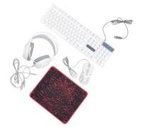 WATIIFUFU 1 Jeu Ensemble de Boutons de Souris Ergonomique Mouse Headset Keytar écouteurs d'oreille d'elfe Clavier RVB Clavier d'ordinateur Souris Casque ER de Jeu Abdos Blanche