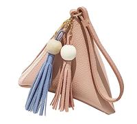 WATIIFUFU 1 Pc à Main Porte-clés Porte-Monnaie à Bandoulière à Franges Pochette à Bracelet Sacs à Main Hobo Pochette De Recharge Étui à Clés Mini Portefeuille à Fermeture Éclair Rose