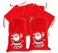 WATIIFUFU 10 Paquet Présents Noël en Velours Rouge à Cordon, Lot de 10 pour Rangement Élégant D'objets Petits et Snacks, Ambiance Festive et Classique