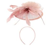WATIIFUFU 1ensemble Chapeau Fascinator Plume Et Tulle Pour Femme Accessoire Élégant Pour Cocktails Thé Et De Nude