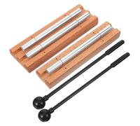 WATIIFUFU 2 ensembles Instruments de Musique Bois pour Set Cloches à Main Métal et Bois avec Maillets Chimes Percussion pour Yoga et Exercices de Pleine Conscience
