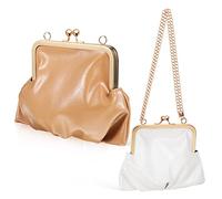 WATIIFUFU 2 Pièces Duffle Bag Makeup Bag Pochette Telephone Portable Make up Bag Portefeuilles Femmes verrouiller Le Portefeuille Porte-Monnaie Kiss Lock avec chaînes Pochettes PU