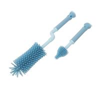 WATIIFUFU 2 Pièces goupillon brush brosse de nettoyage de bouteille épurateur de bouteille d'eau brosse d'alimentation pour nourrissons brosse manche en plastique Gel de silice Blue