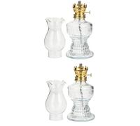 WATIIFUFU 2 Pièces Petite Lanterne à Pétrole Vintage en Verre Transparent 120ml avec Mèche Réglable, Compatible Kérosène et Paraffine, Cuisine Rustique ou Espace de Prière
