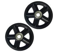 WATIIFUFU 2 Poulies Suspendues Noires Épaisses Roulements, Roues Universelles pour Porte de Grange, Rail Coulissant Résistant à L'usure, Lot de 2 Pièces, Adaptées Portes de Garage