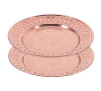 WATIIFUFU 2pcs Plaques Métalliques Plaque Ronde en Acier Inoxydable Vintage Finition Élégante Design Complexe Facile à Nettoyer Usage Polyvalent Décoration de Table et Desserts