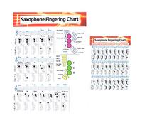 WATIIFUFU 2pièces Affiche de Saxophone Papier Couché Guide Apprentissage des Accords Tableau Mural pour Débutants Référence Rapide et Résistante