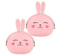 WATIIFUFU 2pièces Porte- Silicone pour Femmes De Petites Pochettes Lapin Couleurs Pastel Parfaites pour Clés Et Petits Objets