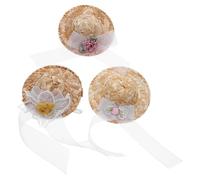 WATIIFUFU 3 pièces Mini Pet Hat Set Floral Woven Caps for Chickens Hamsters Parrots and Small Birds Cute Accessory for Pet Parties and Festive Celebrations